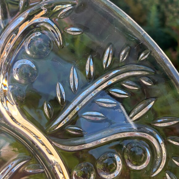 Vintage Federal Glass Clear Leaf Dot Pattern Divided Serving Charcuterie Plate - Picture 4 of 12